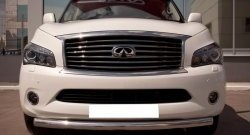 18 749 р. Одинарная защита переднего бампера SLITKOFF 76 мм  INFINITI QX56  Z62 (2010-2013) (Неокрашенный)  с доставкой в г. Королёв. Увеличить фотографию 2