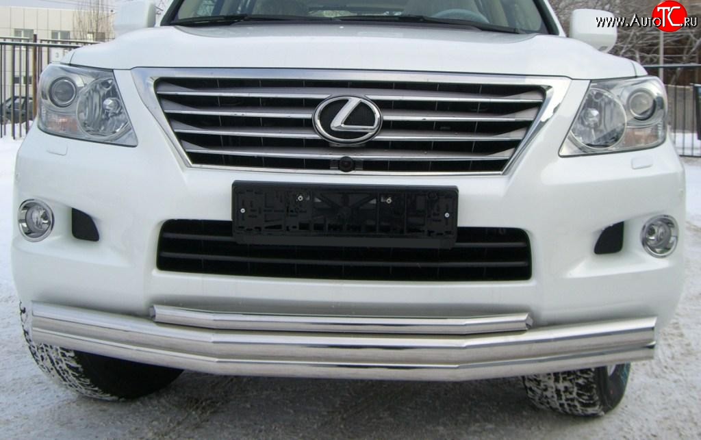 22 999 р. Тройная защита переднего бампера SLITKOFF 70 мм  Lexus LX570  J200 (2007-2012) дорестайлинг  с доставкой в г. Королёв