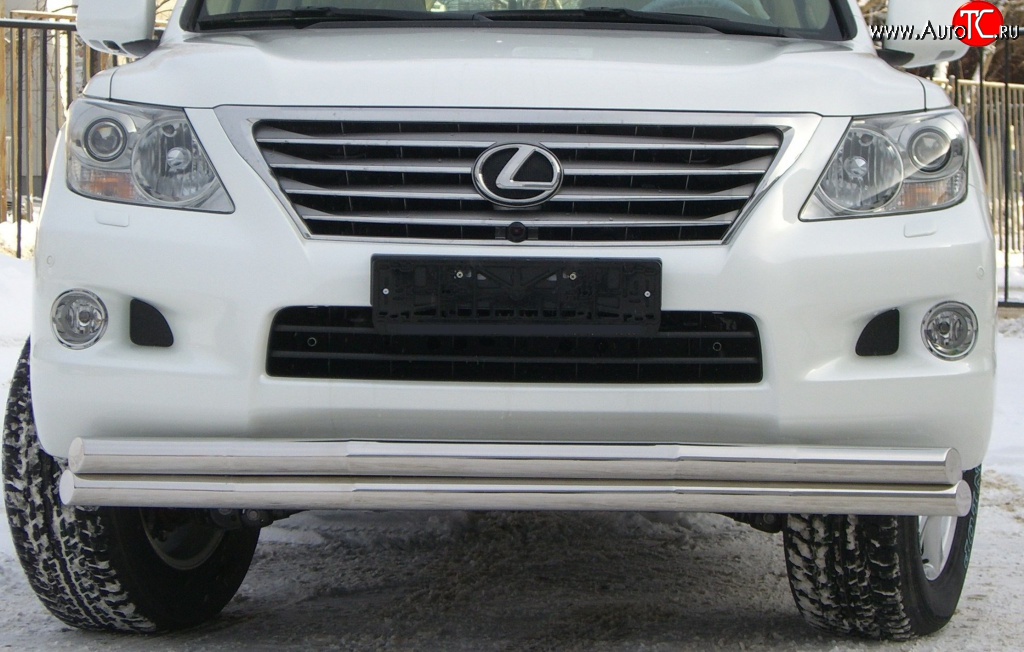 26 849 р. Защита переднего бампера (2 трубыØ70 мм, нержавейка) SLITKOFF  Lexus LX570  J200 (2007-2012) дорестайлинг  с доставкой в г. Королёв