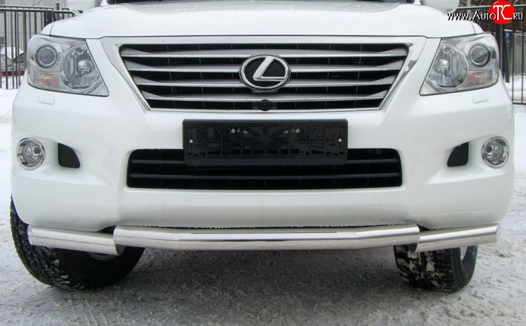 21 349 р. Защита переднего бампера (Ø70 мм ступень, нержавейка) SLITKOFF  Lexus LX570  J200 (2007-2012) дорестайлинг  с доставкой в г. Королёв