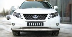 14 299 р. Защита переднего бампера (2 трубыØ76 и 42 мм, нержавейка) SLITKOFF Lexus RX350 AL10 дорестайлинг (2008-2012)  с доставкой в г. Королёв. Увеличить фотографию 1