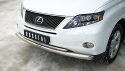 14 299 р. Защита переднего бампера (2 трубыØ76 и 42 мм, нержавейка) SLITKOFF Lexus RX350 AL10 дорестайлинг (2008-2012)  с доставкой в г. Королёв. Увеличить фотографию 2