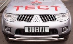 23 799 р. Защита переднего бампера (2 трубыØ76 и 63 мм, нержавейка) SLITKOFF  Mitsubishi Pajero Sport  PB (2008-2013) дорестайлинг  с доставкой в г. Королёв. Увеличить фотографию 2