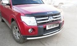 22 849 р. Защита переднего бампера (2 трубыØ76 и 42 мм, нержавейка) SLITKOFF  Mitsubishi Pajero ( 4 V90,  4 V80) (2006-2011) дорестайлинг, дорестайлинг  с доставкой в г. Королёв. Увеличить фотографию 2