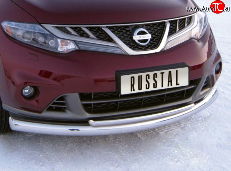 21 549 р. Защита переднего бампера (2 трубыØ76 и 42 мм, нержавейка) SLITKOFF  Nissan Murano  2 Z51 (2010-2016) рестайлинг  с доставкой в г. Королёв