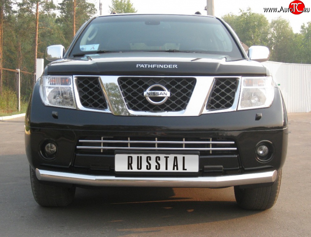 15 249 р. Одинарная защита переднего бампера SLITKOFF диаметром 76 мм  Nissan Pathfinder  R51 (2004-2007) дорестайлинг  с доставкой в г. Королёв