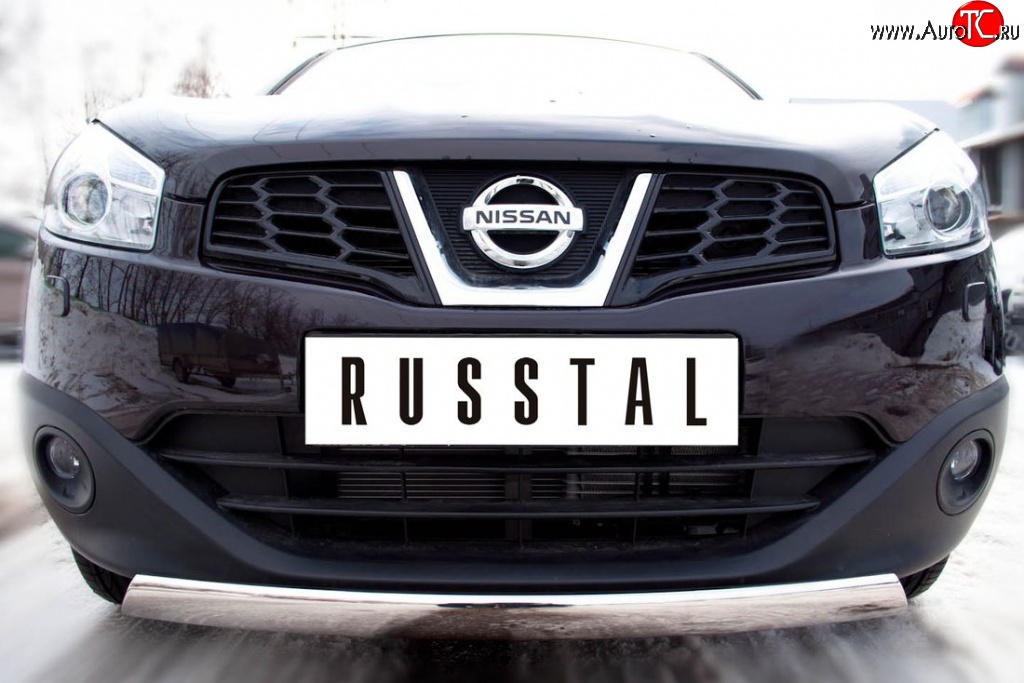 15 399 р. Защита переднего бампера (Ø75х42 мм, нержавейка) Russtal Nissan Qashqai +2 1 J10 дорестайлинг (2008-2010)  с доставкой в г. Королёв