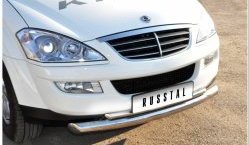 10 949 р. Защита переднего бампера (2 трубыØ63 и 42 мм, нержавейка) Russtal SSANGYONG Kyron дорестайлинг (2005-2007)  с доставкой в г. Королёв. Увеличить фотографию 2