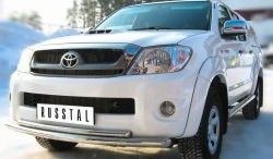 14 749 р. Защита переднего бампера (2 трубыØ63 и 42 мм, нержавейка) SLITKOFF  Toyota Hilux  AN10,AN20 (2008-2011) 1-ый рестайлинг  с доставкой в г. Королёв. Увеличить фотографию 2