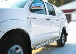 11 399 р. Защита порогов Russtal из круглой трубы диаметром 76 мм Toyota Hilux AN20,AN30  2-ой рестайлинг (2011-2016) (Защита порогов с со скосами на торцах (вариант 1))  с доставкой в г. Королёв. Увеличить фотографию 3