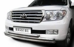 30 999 р. Тройная защита переднего бампера SLITKOFF из труб диаметром по 63 мм  Toyota Land Cruiser  200 (2007-2012) дорестайлинг  с доставкой в г. Королёв. Увеличить фотографию 2