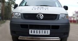 14 949 р. Защита переднего бампера (2 трубыØ63 и 42 мм, нержавейка) SLITKOFF  Volkswagen Transporter  T5 (2003-2009) дорестайлинг  с доставкой в г. Королёв. Увеличить фотографию 3