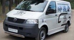 14 949 р. Защита переднего бампера (2 трубыØ63 и 42 мм, нержавейка) SLITKOFF  Volkswagen Transporter  T5 (2003-2009) дорестайлинг  с доставкой в г. Королёв. Увеличить фотографию 4