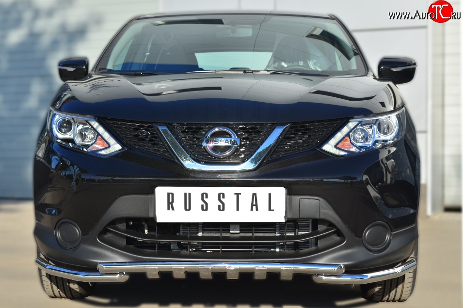 23 999 р. Защита переднего бампера (Ø42 мм с зубами, нержавейка) SLITKOFF  Nissan Qashqai  2 (2013-2019) J11 дорестайлинг  с доставкой в г. Королёв