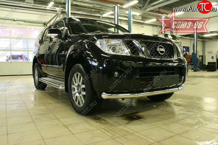 17 639 р. Защита переднего бампера одинарная Souz-96 (d76) Nissan Pathfinder R51 рестайлинг (2009-2014)  с доставкой в г. Королёв