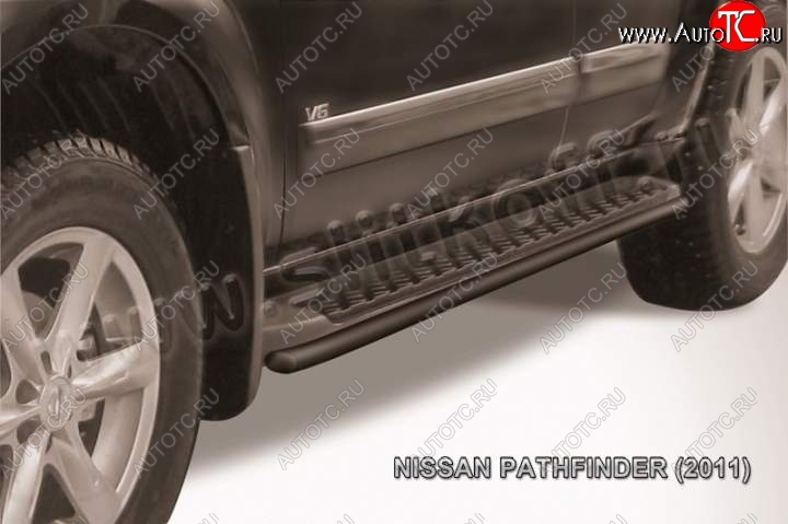 8 499 р. Защита штатного порога d42 Slitkoff  Nissan Pathfinder  R51 (2009-2014) рестайлинг (Цвет: серебристый)  с доставкой в г. Королёв