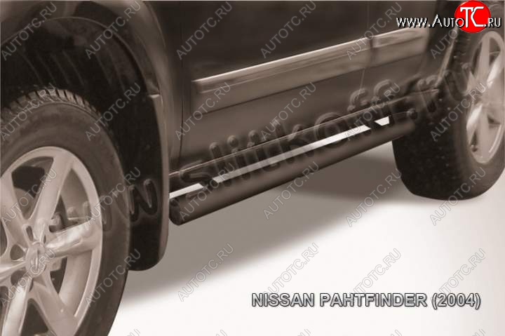 11 749 р. Защита порогов Slitkoff  Nissan Pathfinder  R51 (2009-2014) рестайлинг (Цвет: серебристый)  с доставкой в г. Королёв