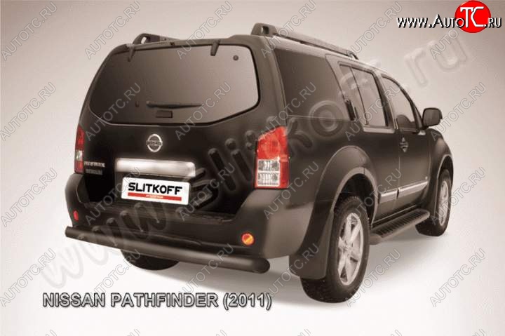 10 499 р. Защита задняя Slitkoff  Nissan Pathfinder  R51 (2009-2014) рестайлинг (Цвет: серебристый)  с доставкой в г. Королёв