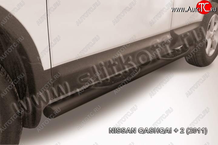 11 649 р. Защита порогов Slitkoff  Nissan Qashqai +2  1 (2010-2014) J10 рестайлинг (Цвет: серебристый)  с доставкой в г. Королёв