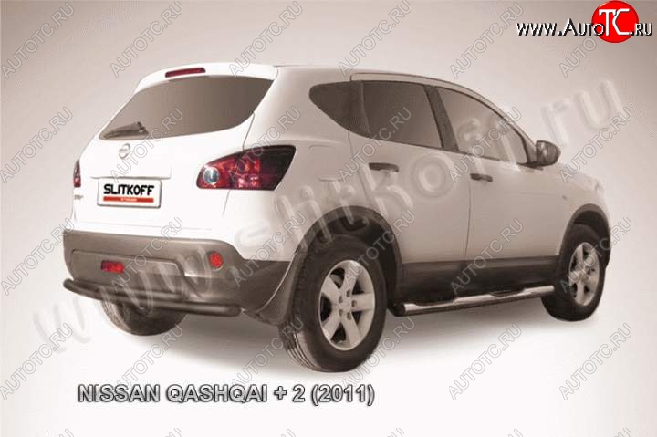 9 949 р. Защита задняя Slitkoff  Nissan Qashqai +2  1 (2010-2014) J10 рестайлинг (Цвет: серебристый)  с доставкой в г. Королёв