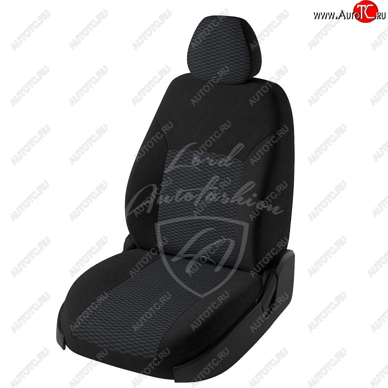 6 849 р. Чехлы для сидений Lord Autofashion Дублин (жаккард, раздельная спинка) Nissan Almera G15 седан (2012-2019) (Черный, вставка Прямоугольник черный)  с доставкой в г. Королёв