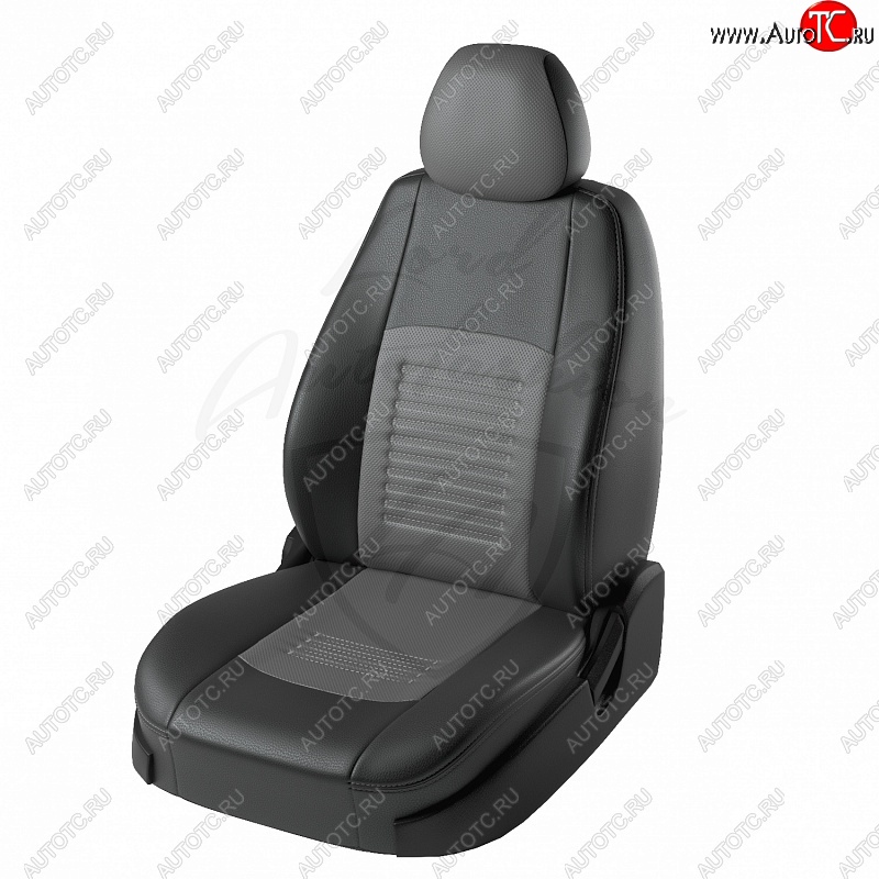 9 449 р. Чехлы для сидений Lord Autofashion Турин (экокожа) Nissan Almera G15 седан (2012-2019) (Черный, вставка серая)  с доставкой в г. Королёв