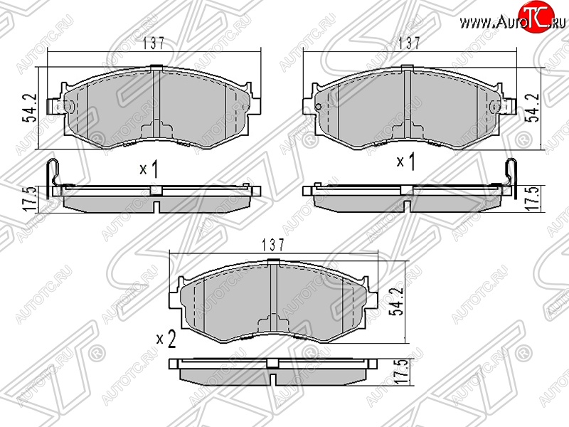 1 349 р. Колодки тормозные SAT (передние)  Nissan Bluebird  седан - Sunny  B15  с доставкой в г. Королёв