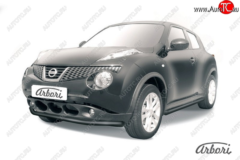 5 939 р. Защита переднего бампера 2WD Arbori (черная, 1 труба d57 mm). Nissan Juke 1 YF15 рестайлинг (2014-2020)  с доставкой в г. Королёв