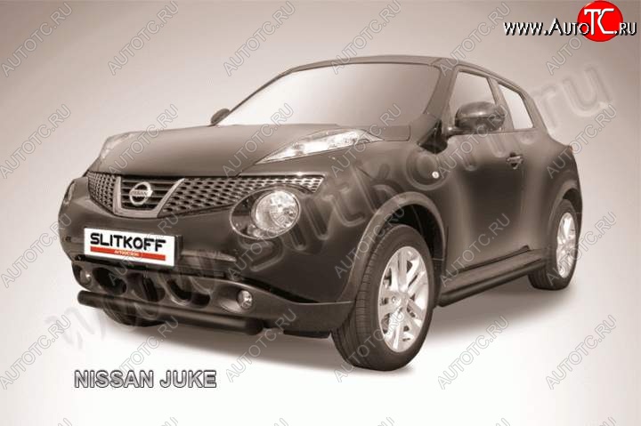 7 699 р. Защита переднего бампера из трубы d57 Slitkoff Nissan Juke 1 YF15 дорестайлинг (2010-2014) (Цвет: серебристый)  с доставкой в г. Королёв