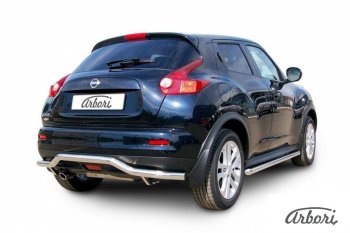 14 759 р. Защита заднего бампера Arbori (волна, нержавейка, 1 труба d57 mm). Nissan Juke 1 YF15 рестайлинг (2014-2020) (4WD)  с доставкой в г. Королёв. Увеличить фотографию 2