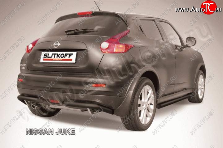 8 299 р. Защита заднего бампера из труб d57 Slitkoff (уголки, 57, 2WD) Nissan Juke 1 YF15 дорестайлинг (2010-2014) (Цвет: серебристый)  с доставкой в г. Королёв