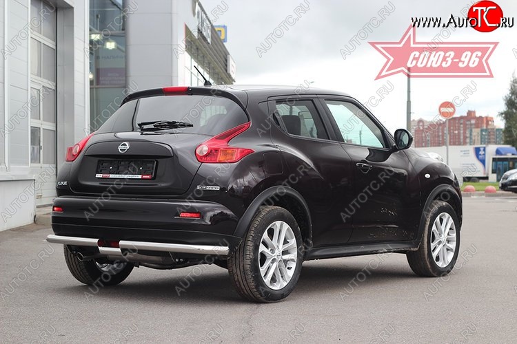 14 489 р. Защита заднего бампера 4x4 Souz-96 Premium (d60) Nissan Juke 1 YF15 рестайлинг (2014-2020)  с доставкой в г. Королёв