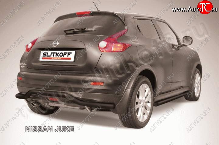 8 949 р. Защита заднего бампера из трубы d57 Slitkoff (волна) Nissan Juke 1 YF15 дорестайлинг (2010-2014) (Цвет: серебристый)  с доставкой в г. Королёв