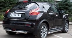 13 949 р. Защита заднего бампера (Ø63 и 42 мм, нержавейка) SLITKOFF Nissan Juke 1 YF15 дорестайлинг (2010-2014)  с доставкой в г. Королёв. Увеличить фотографию 4