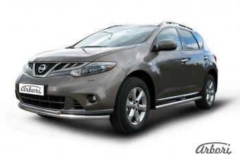 13 499 р. Защита штатных порогов Arbori (нержавейка, d57 mm). Nissan Murano 2 Z51 рестайлинг (2010-2016)  с доставкой в г. Королёв. Увеличить фотографию 2