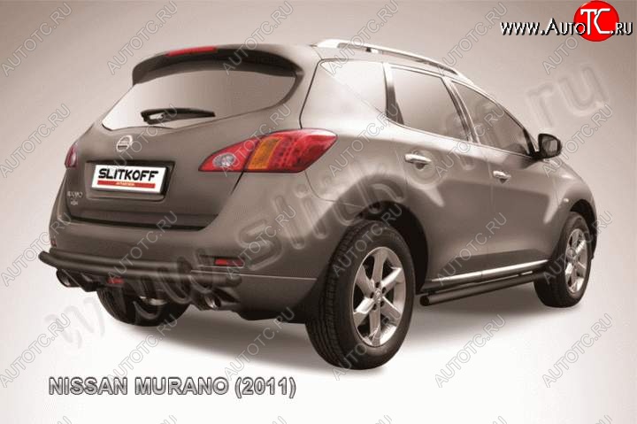 7 999 р. Защита задняя Slitkoff  Nissan Murano  2 Z51 (2010-2016) рестайлинг (Цвет: серебристый)  с доставкой в г. Королёв