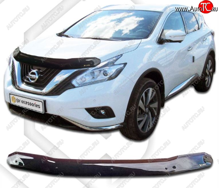 1 999 р. Дефлектор капота CA-Plastiс  Nissan Murano  3 Z52 (2015-2025) дорестайлинг, рестайлинг (Classic черный, Без надписи)  с доставкой в г. Королёв