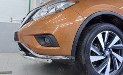 21 349 р. Защита переднего бампера (2 трубыØ42 мм, нержавейка) SLITKOFF Nissan Murano 3 Z52 дорестайлинг (2015-2022)  с доставкой в г. Королёв. Увеличить фотографию 3