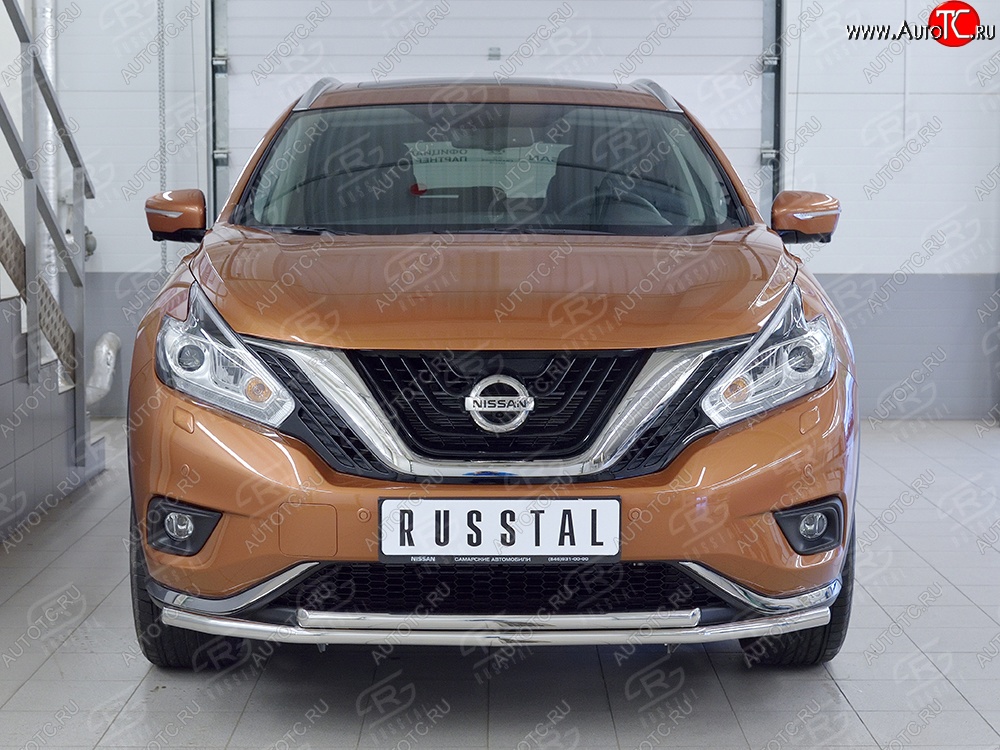 21 349 р. Защита переднего бампера (2 трубыØ42 мм, нержавейка) SLITKOFF Nissan Murano 3 Z52 дорестайлинг (2015-2022)  с доставкой в г. Королёв