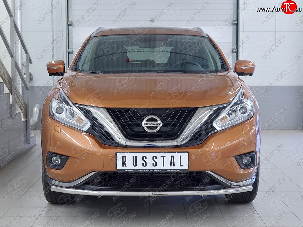 16 899 р. Защита переднего бампера (Ø42 мм, нержавейка) SLITKOFF  Nissan Murano  3 Z52 (2015-2022) дорестайлинг  с доставкой в г. Королёв