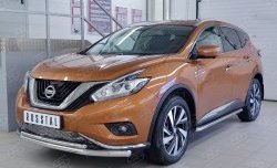 22 449 р. Защита переднего бампера (2 трубыØ63 и 42 мм, нержавейка) SLITKOFF Nissan Murano 3 Z52 дорестайлинг (2015-2022)  с доставкой в г. Королёв. Увеличить фотографию 2