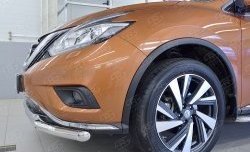 22 449 р. Защита переднего бампера (2 трубыØ63 и 42 мм, нержавейка) SLITKOFF Nissan Murano 3 Z52 дорестайлинг (2015-2022)  с доставкой в г. Королёв. Увеличить фотографию 3