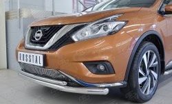 22 449 р. Защита переднего бампера (2 трубыØ63 и 42 мм, нержавейка) SLITKOFF Nissan Murano 3 Z52 дорестайлинг (2015-2022)  с доставкой в г. Королёв. Увеличить фотографию 4