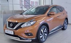 21 899 р. Защита переднего бампера (2 трубыØ63 и 75х42 мм, нержавейка) Russtal Nissan Murano 3 Z52 дорестайлинг (2015-2022)  с доставкой в г. Королёв. Увеличить фотографию 2