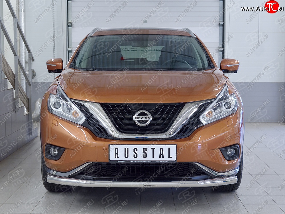 18 699 р. Защита переднего бампера (Ø63 мм, нержавейка) SLITKOFF Nissan Murano 3 Z52 дорестайлинг (2015-2022)  с доставкой в г. Королёв