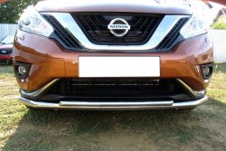 Двойная защита переднего бампера из труб диаметром 57 и 42 мм Slitkoff Nissan Murano 3 Z52 дорестайлинг (2015-2022)