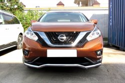 Защита переднего бампера из изогнутой трубы диаметром 57 мм Slitkoff Nissan Murano 3 Z52 дорестайлинг (2015-2022)