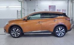 24 649 р. Порожки для ног (Ø42) SLITKOFF  Nissan Murano  3 Z52 (2015-2025) дорестайлинг, рестайлинг (лист - алюминий, профиль - нержавейка)  с доставкой в г. Королёв. Увеличить фотографию 3