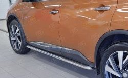 24 649 р. Порожки для ног (Ø42) SLITKOFF  Nissan Murano  3 Z52 (2015-2025) дорестайлинг, рестайлинг (лист - алюминий, профиль - нержавейка)  с доставкой в г. Королёв. Увеличить фотографию 4