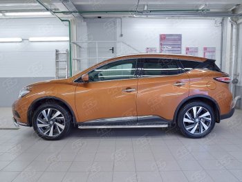 22 999 р. Широкая защита порогов с трубой диаметром 42 мм SLITKOFF v2  Nissan Murano  3 Z52 (2015-2025) дорестайлинг, рестайлинг  с доставкой в г. Королёв. Увеличить фотографию 3